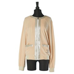 Beige-pink cotton jacket with metallic leather details CHANEL 2008
