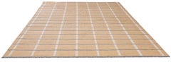 Beige Plaid Indoor Outdoor Eco-Friendly Polyester Rug, 9' x 12'