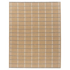 Beige Plaid Indoor Outdoor Eco-Friendly Polyester Rug, 9' x 12'