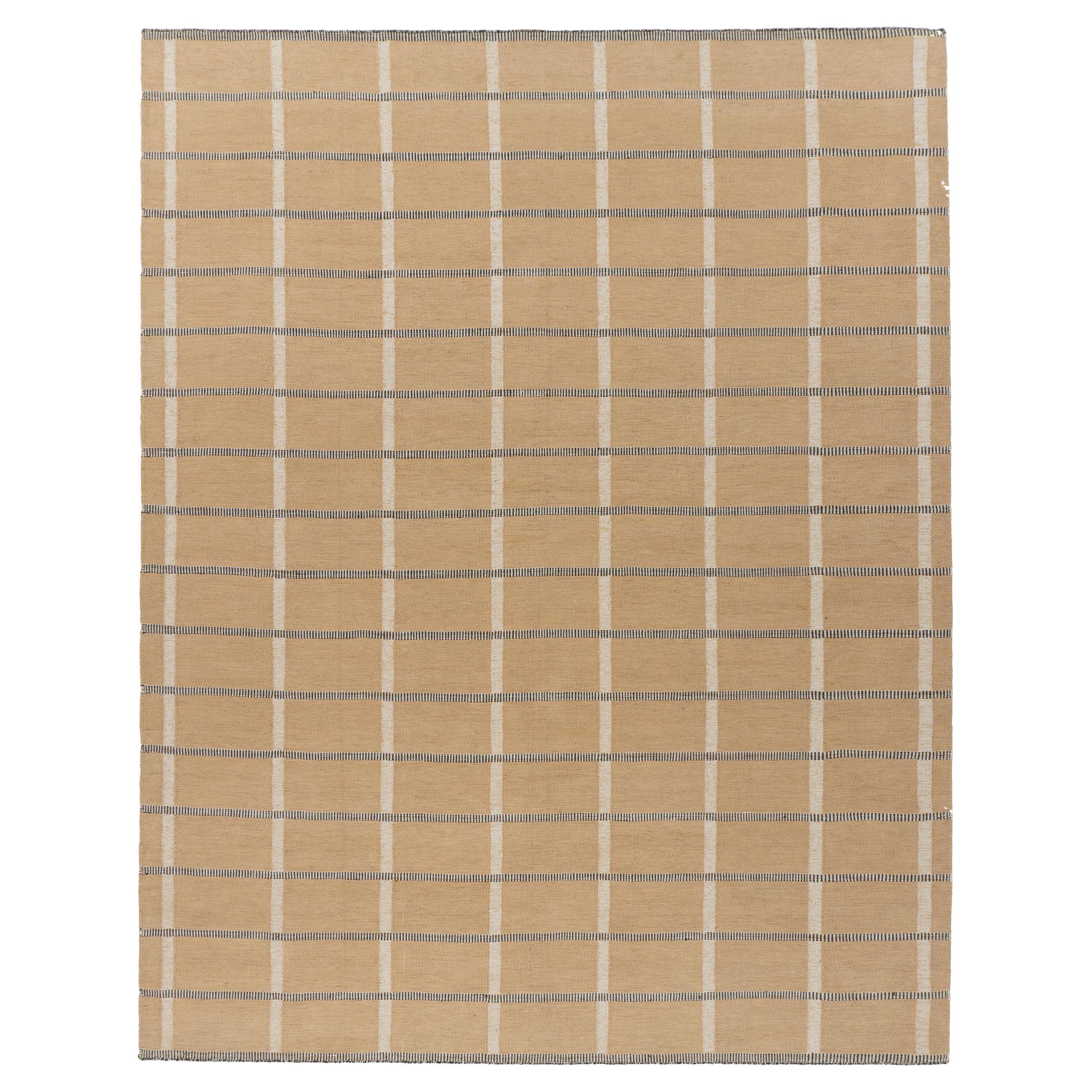 Beige Plaid Indoor Outdoor Rug, 9' x 12'