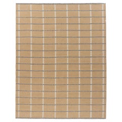 Beige karierter Indoor-Outdoor-Teppich, 9' x 12'