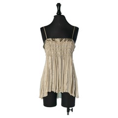 Top beige a pieghe in seta e chiffon BB INITIAL