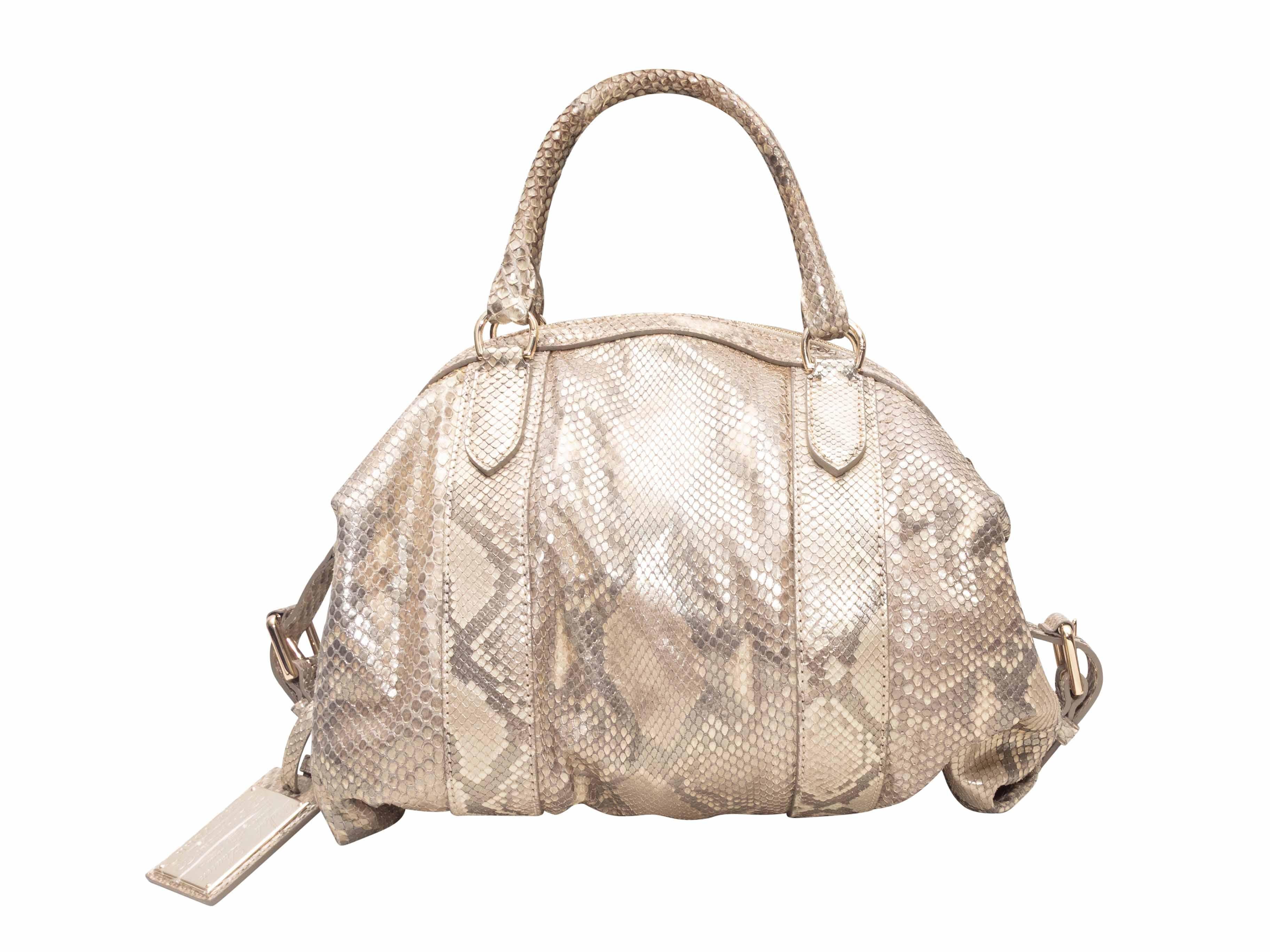 Beige Ralph Lauren Python Top Handle Bag en Bueno estado para la venta en New York, NY