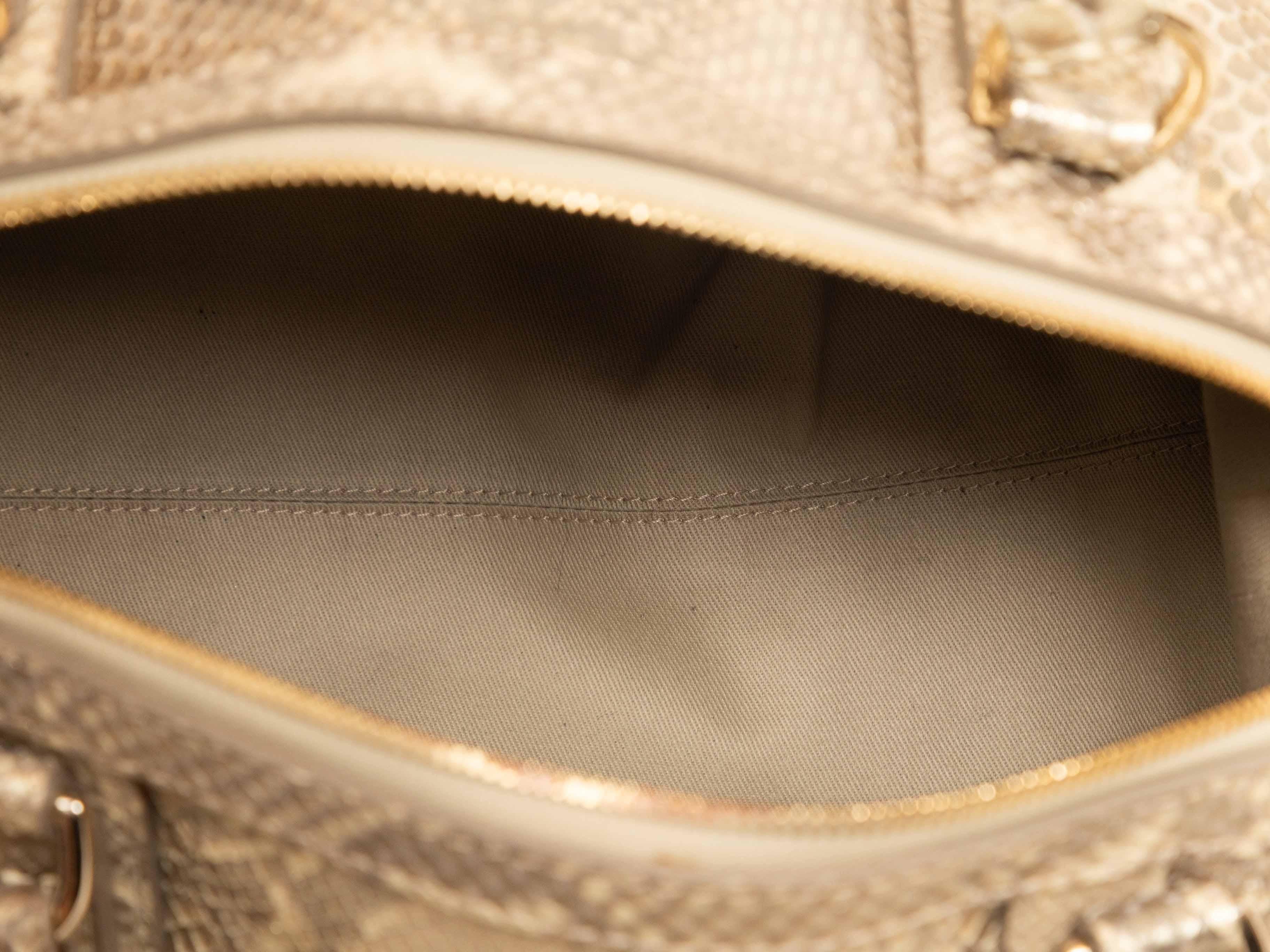 Beige Ralph Lauren Python Top Handle Bag en venta 1