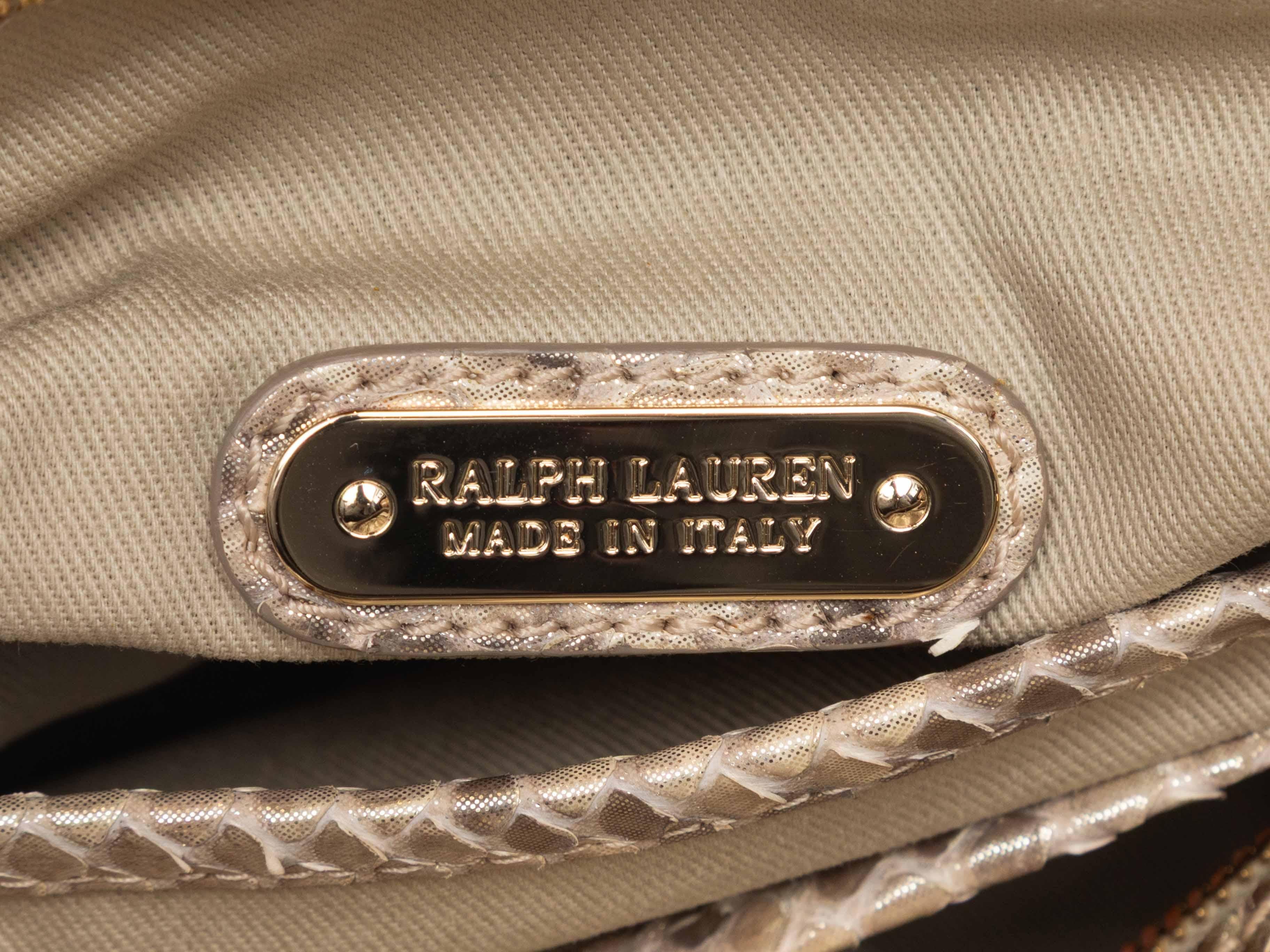 Beige Ralph Lauren Python Top Handle Bag en venta 2