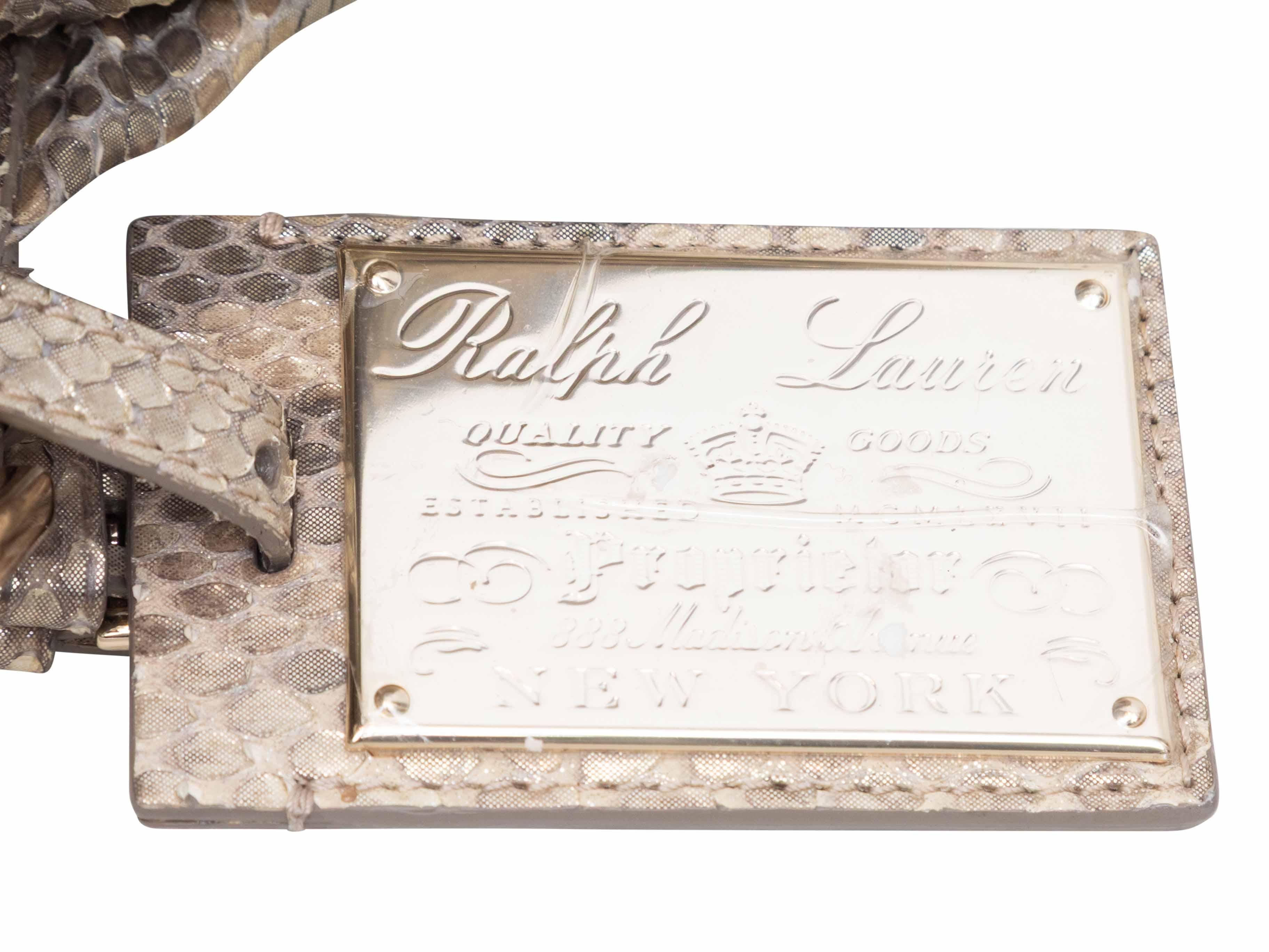 Beige Ralph Lauren Python Top Handle Bag en venta 3