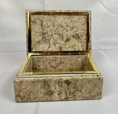 Rectangular Form Silvered Hinged Natural Stone Box with Lid