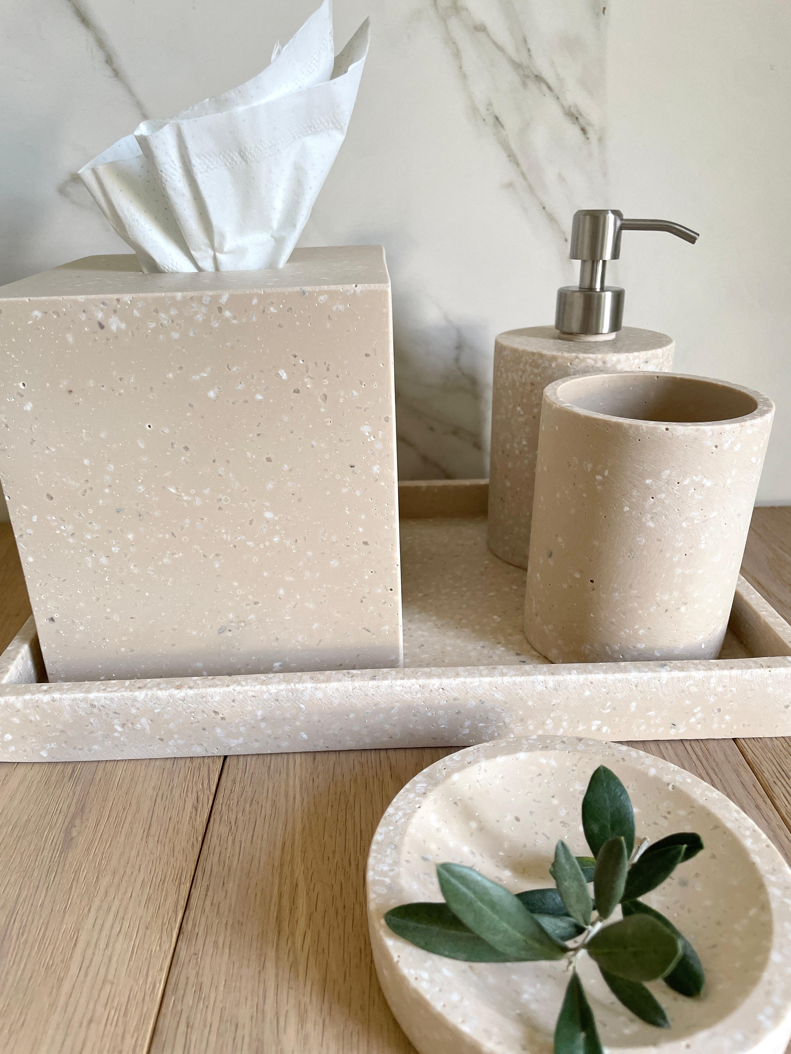 Mexican  Beige Resin Terrazo Bathroom Set by Paola Valle For Sale