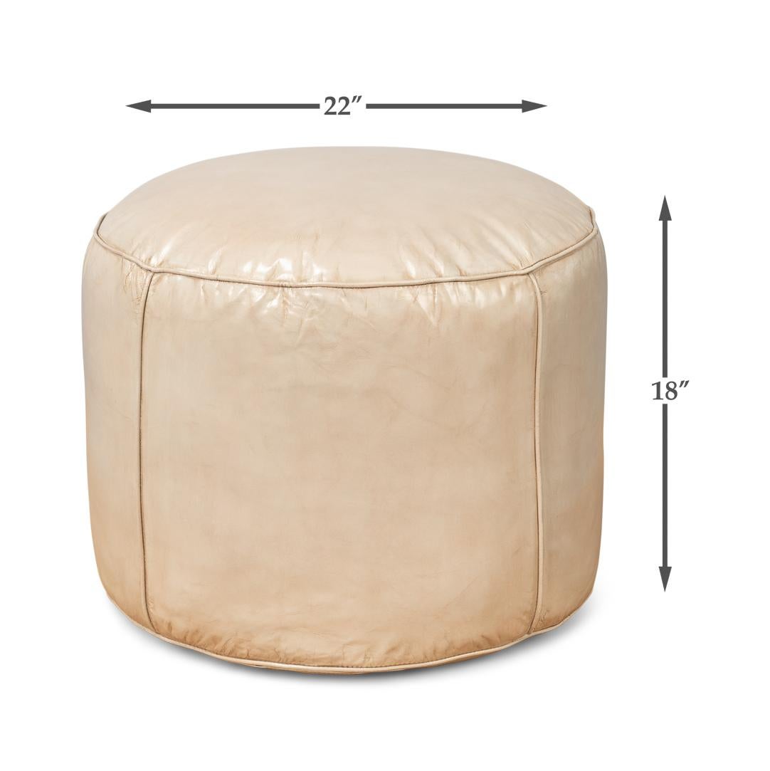 Beige Round Leather Stool For Sale 4