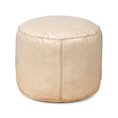 Beige Round Leather Stool