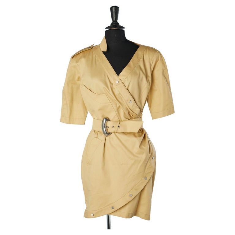 beige day dress Rosaria Asymmetric Layered Halterneck Mini Dress in Pastel Yellow