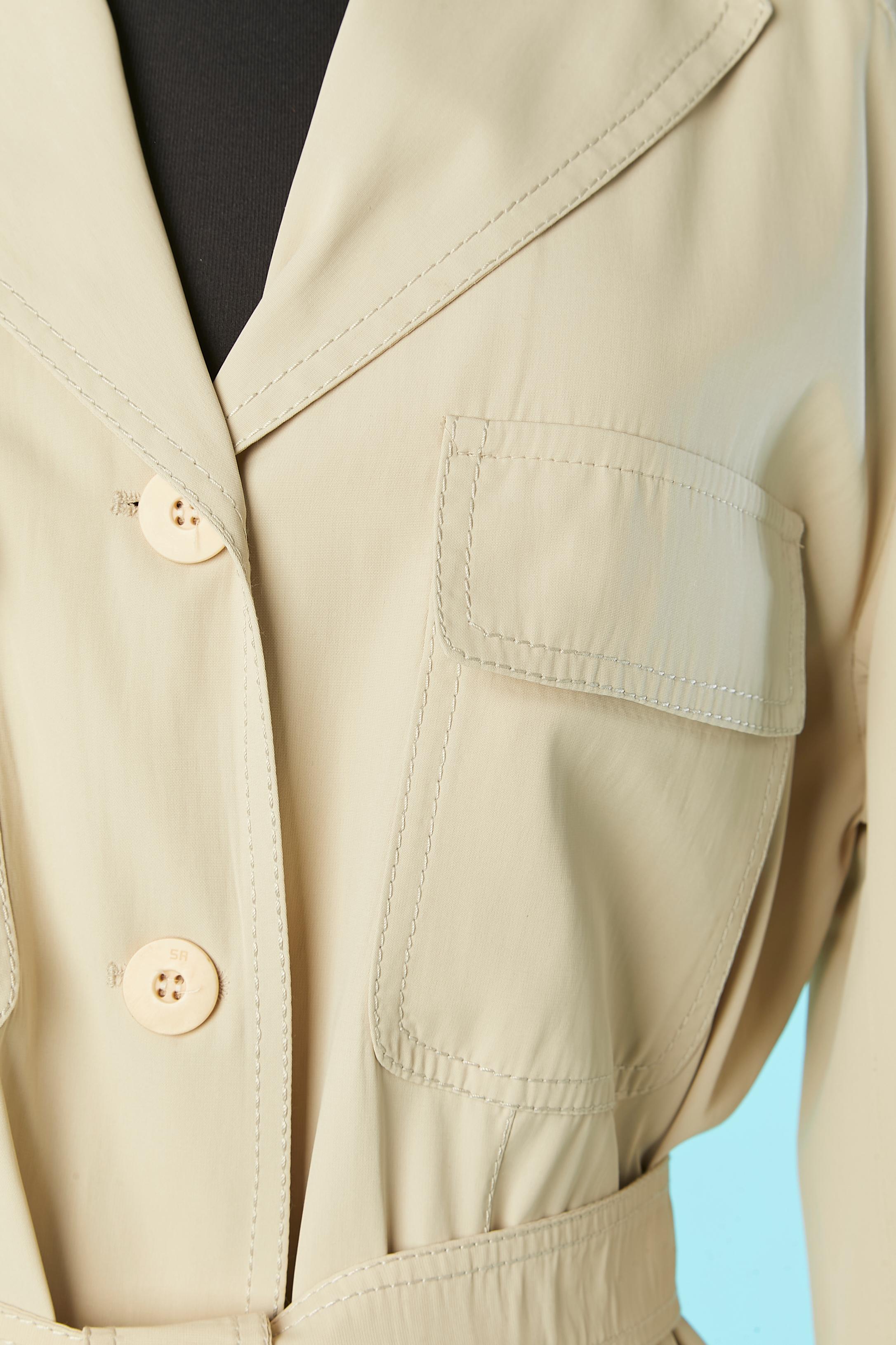 Beige Safari jacket with belt Sonia Rykiel In Excellent Condition For Sale In Saint-Ouen-Sur-Seine, FR