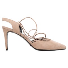 Beige Saint Laurent Wildleder spitz zulaufende Riemchen Slingbacks mit spitzer Zehe Größe 40