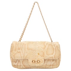 Salvatore Ferragamo Beige Schlangenhaut-Umhängetasche