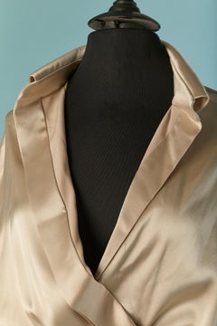 Abito da sera avvolto in raso beige con cintura e strascico ALEXANDRE VAUTHIER COUTURE