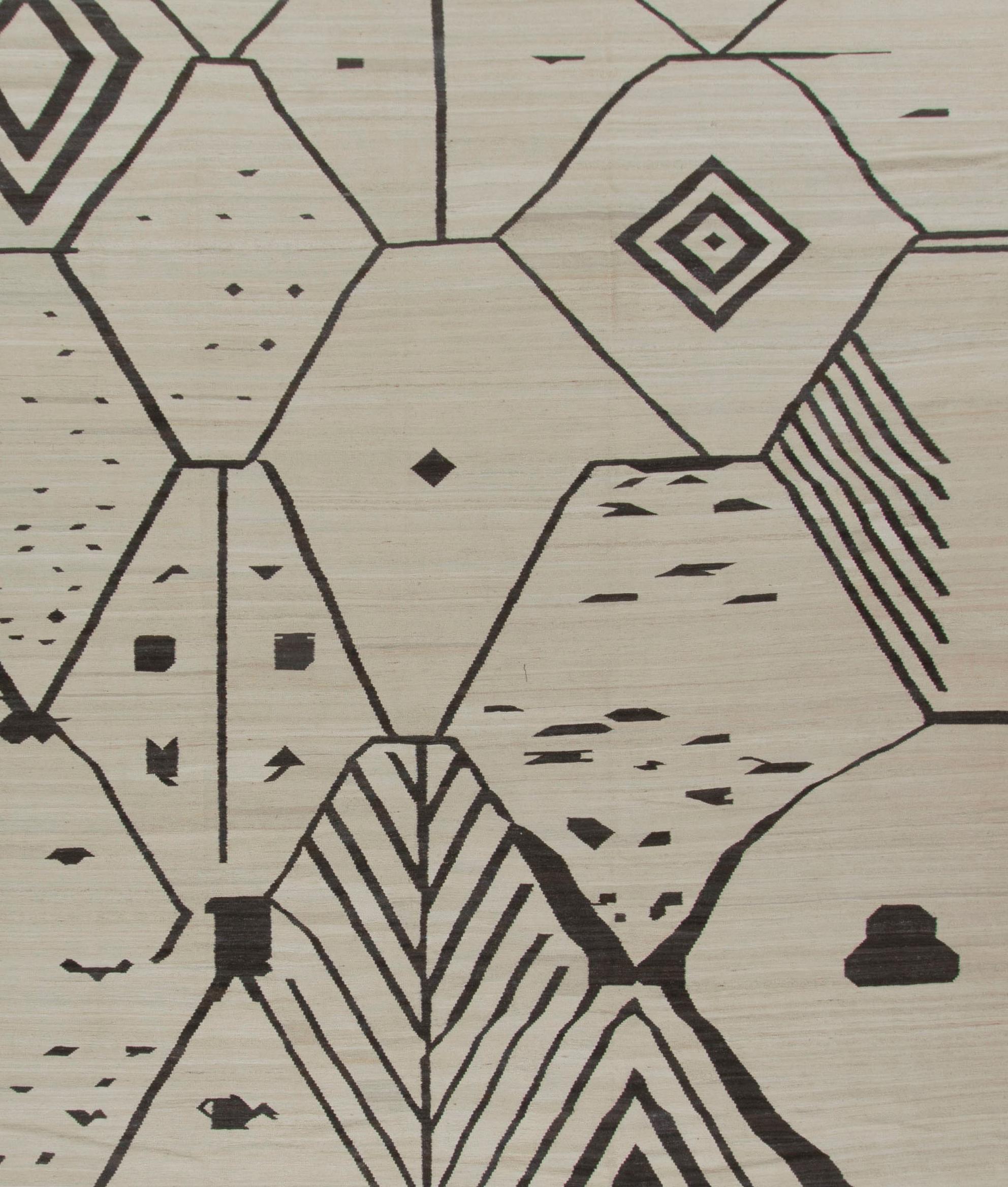 Tappeto scandinavo beige in lana intrecciata a mano a trama piatta, 14' x 15' In condizioni Nuovo in vendita a New York, NY