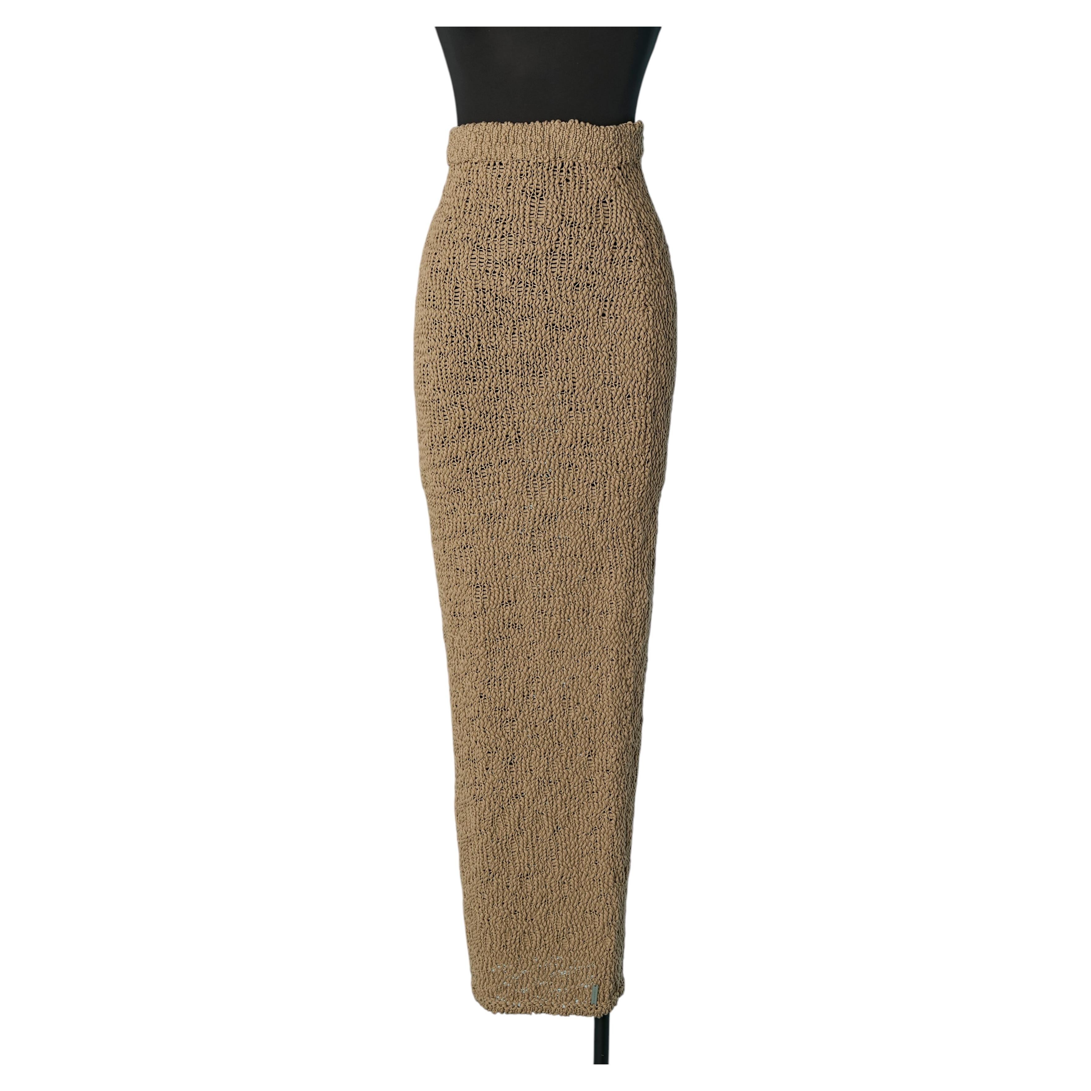 Beige See-through knitted long skirt ALEXANDRE VAUTHIER