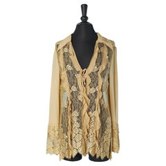 Beige see-through lace and silk tunique LA PERLA