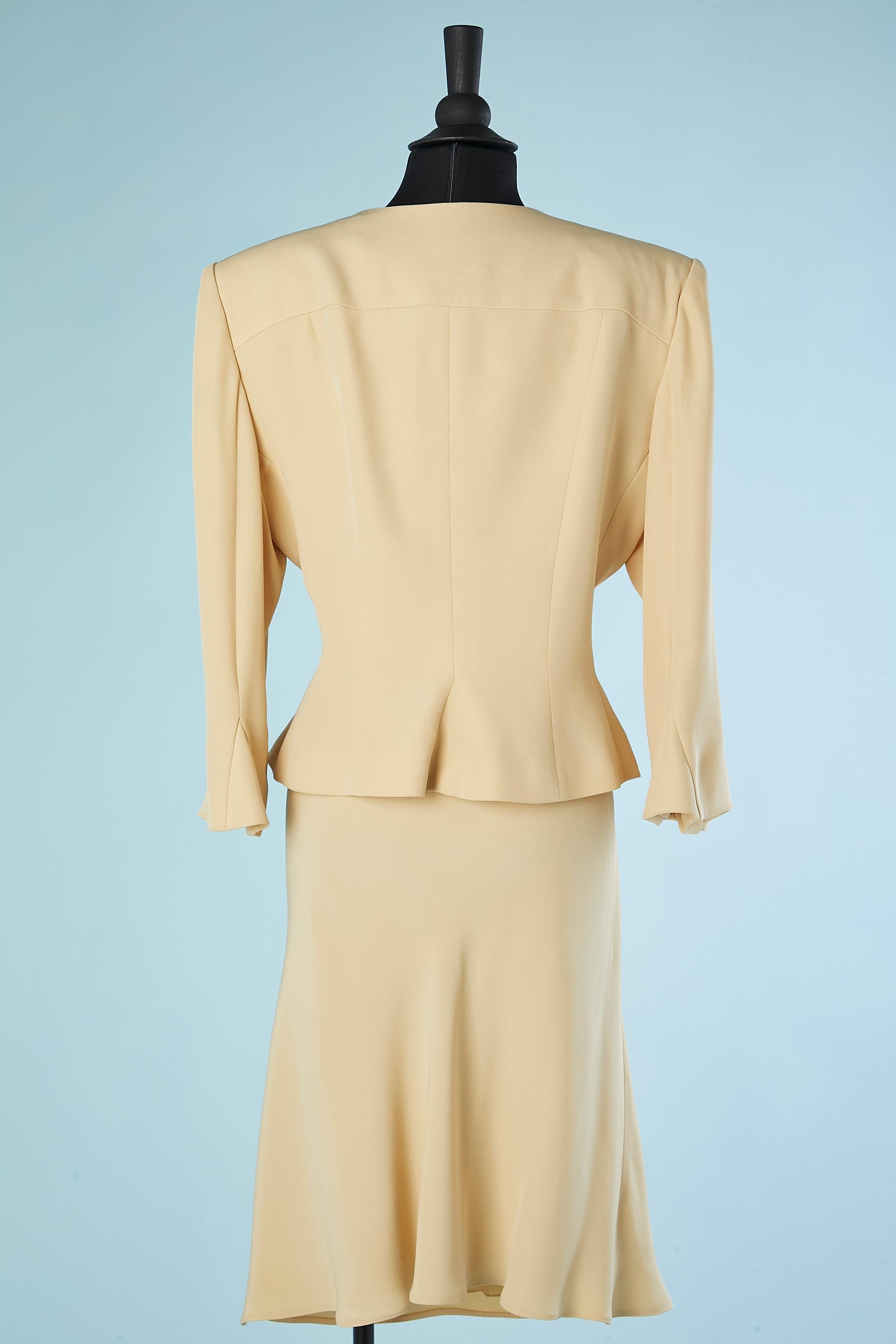 Women's Beige silk and acetate skirt suit Armani Collezioni  For Sale