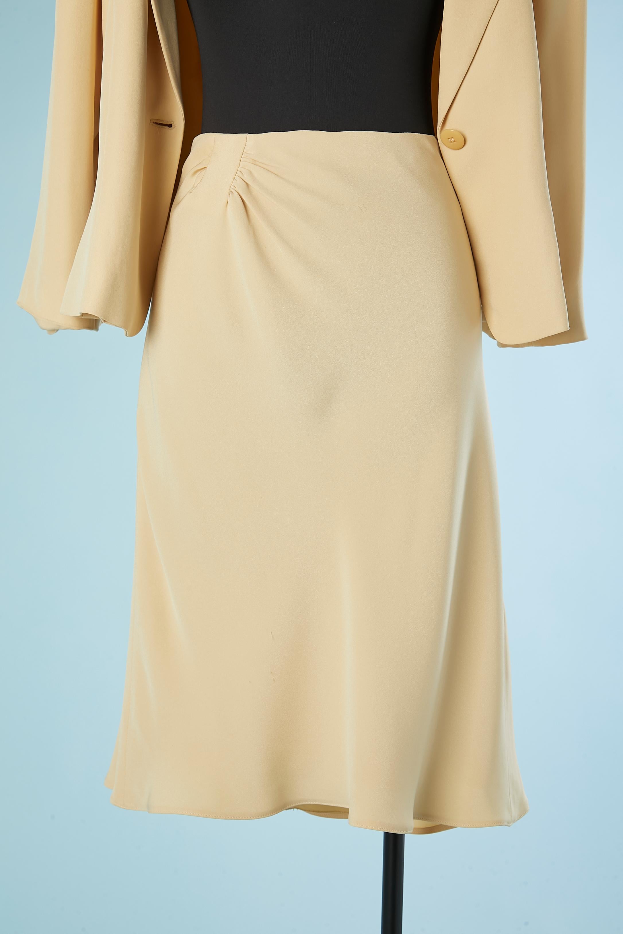 Beige silk and acetate skirt suit Armani Collezioni  For Sale 1