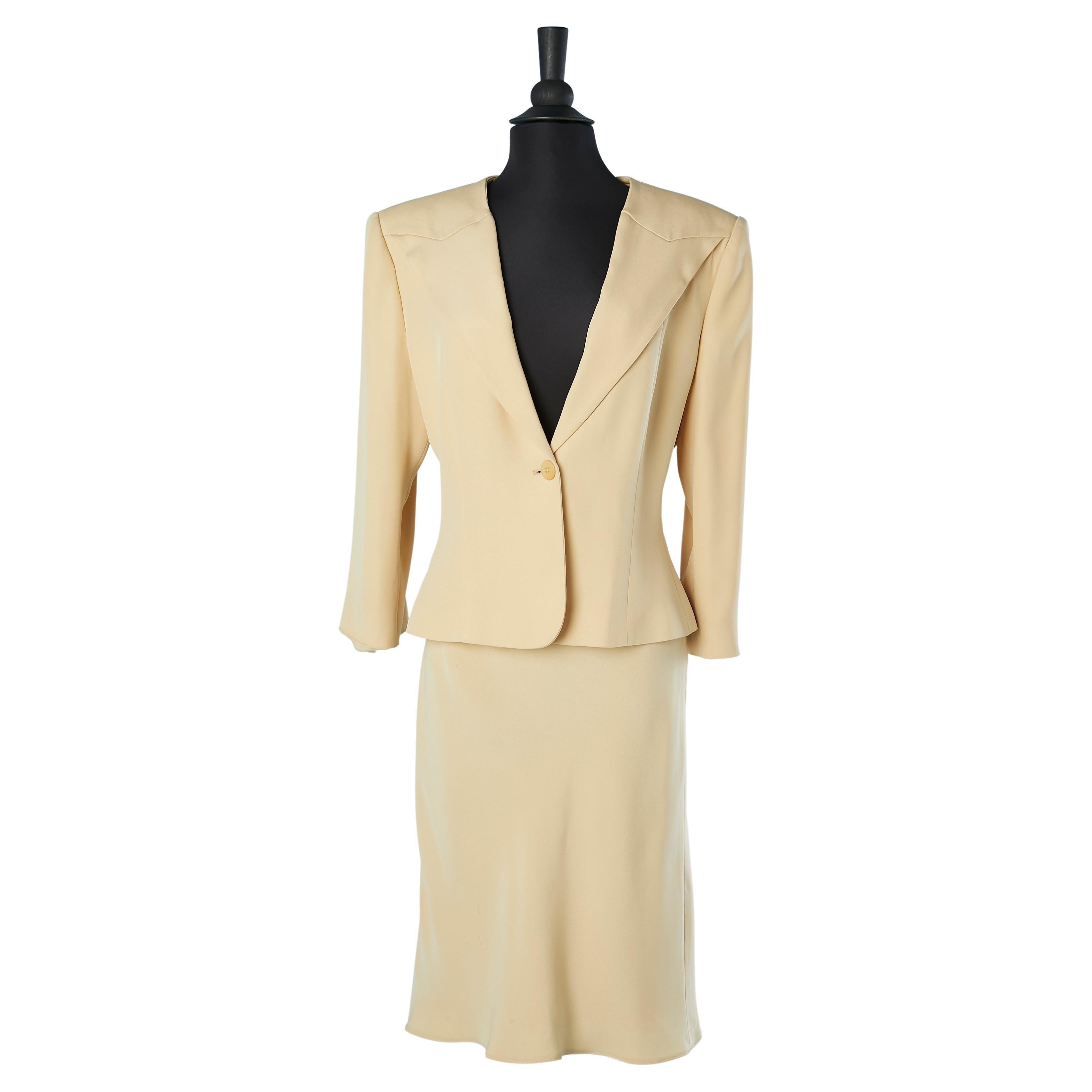 Beige silk and acetate skirt suit Armani Collezioni  For Sale