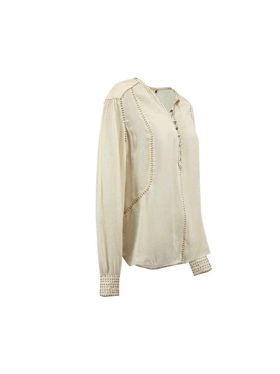 CONDITION is Very good. Minimal wear to top is evident. Minimal wear to the front and back with discoloured marks and pulls to the weave on this used Isabel Marant designer resale item. 



Details


Beige

Silk

Long sleeved