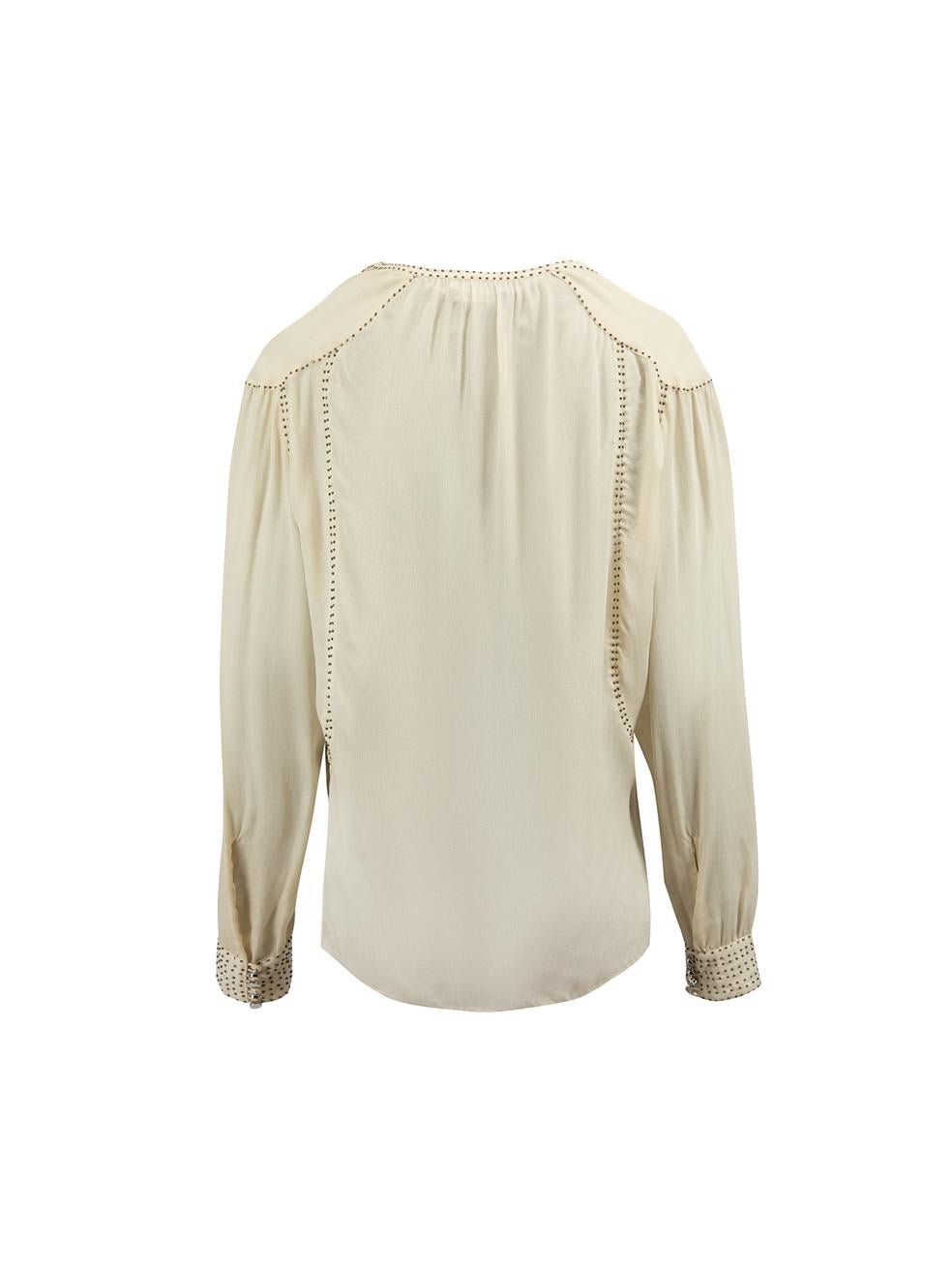 Isabel Marant Beige Silk Beaded Blouse Size S In Good Condition For Sale In London, GB