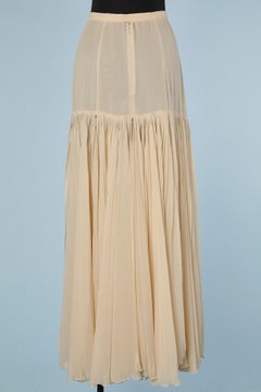 Beige silk chiffon skirt pleated and open until the hips Rochas