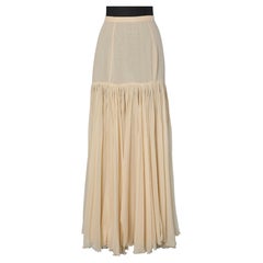 Beige silk chiffon skirt pleated and open until the hips Rochas 