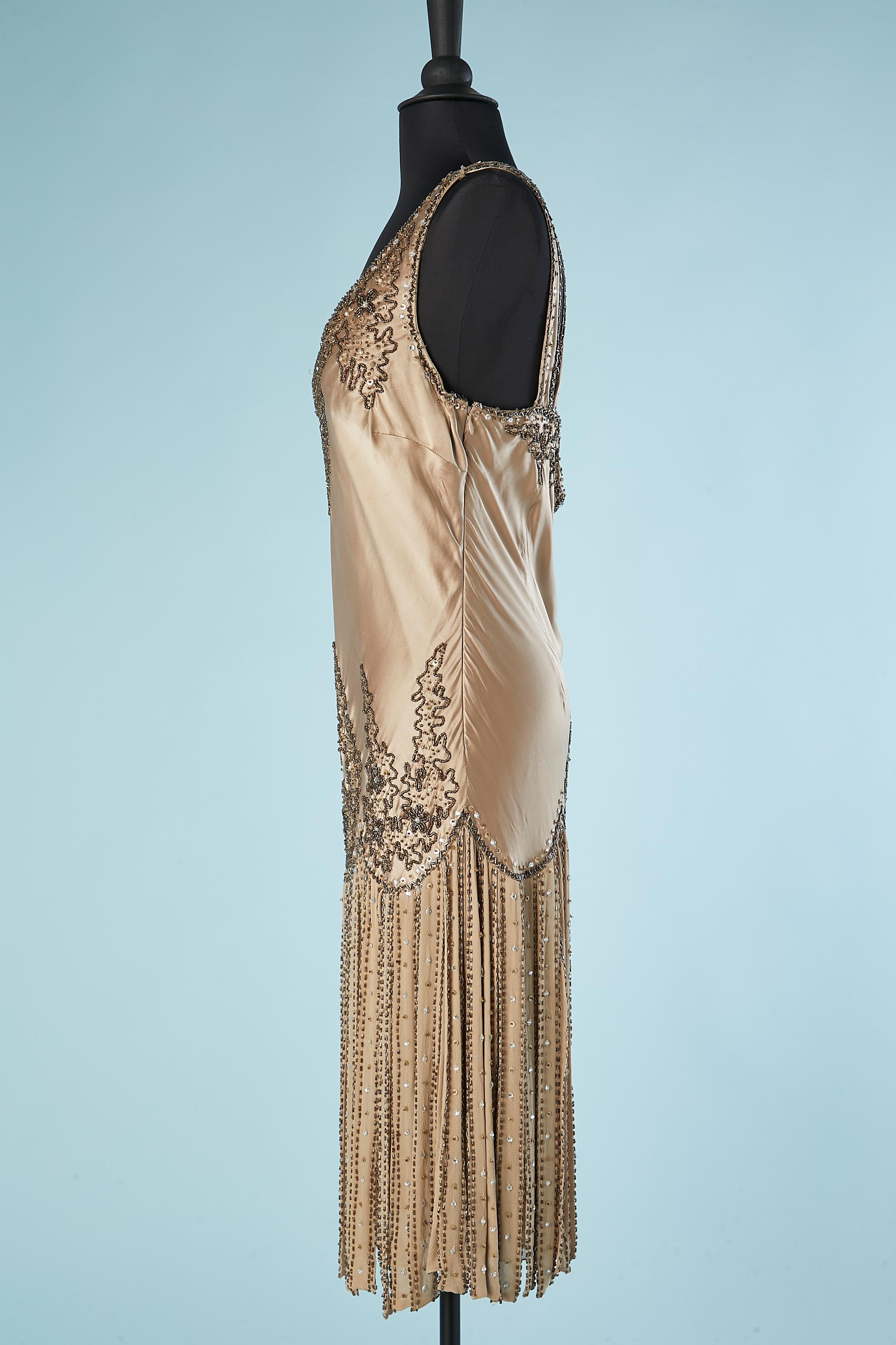 Women's Beige silk cocktail dress with embroideries Versace Jeans Couture NEW WITH TAG  For Sale