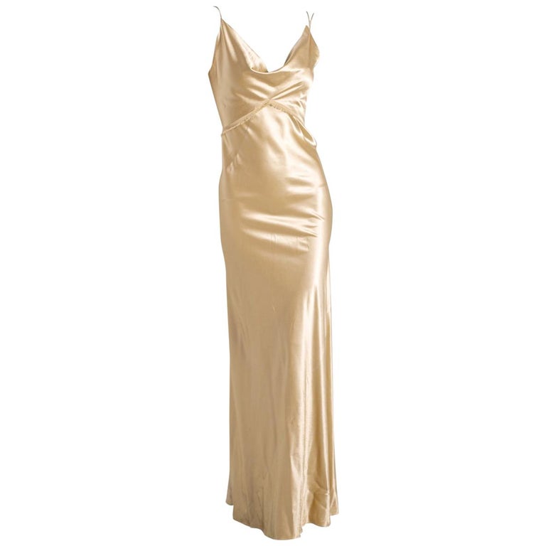Beige silk evening dress Ermanno Scervino 1990's. at 1stDibs | beige silk  dress