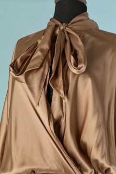 Beige silk evening dress with bow tie and drag ALEXANDRE VAUTHIER COUTURE