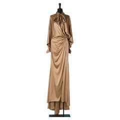 Beige silk evening dress with bow tie and drag ALEXANDRE VAUTHIER COUTURE