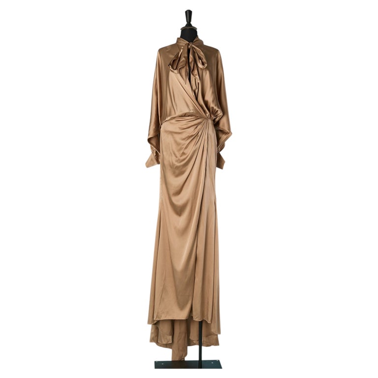 alexandre vauthier gold dress Beige silk evening with bow tie and drag COUTURE For Sale at 1stDibs Haute couture