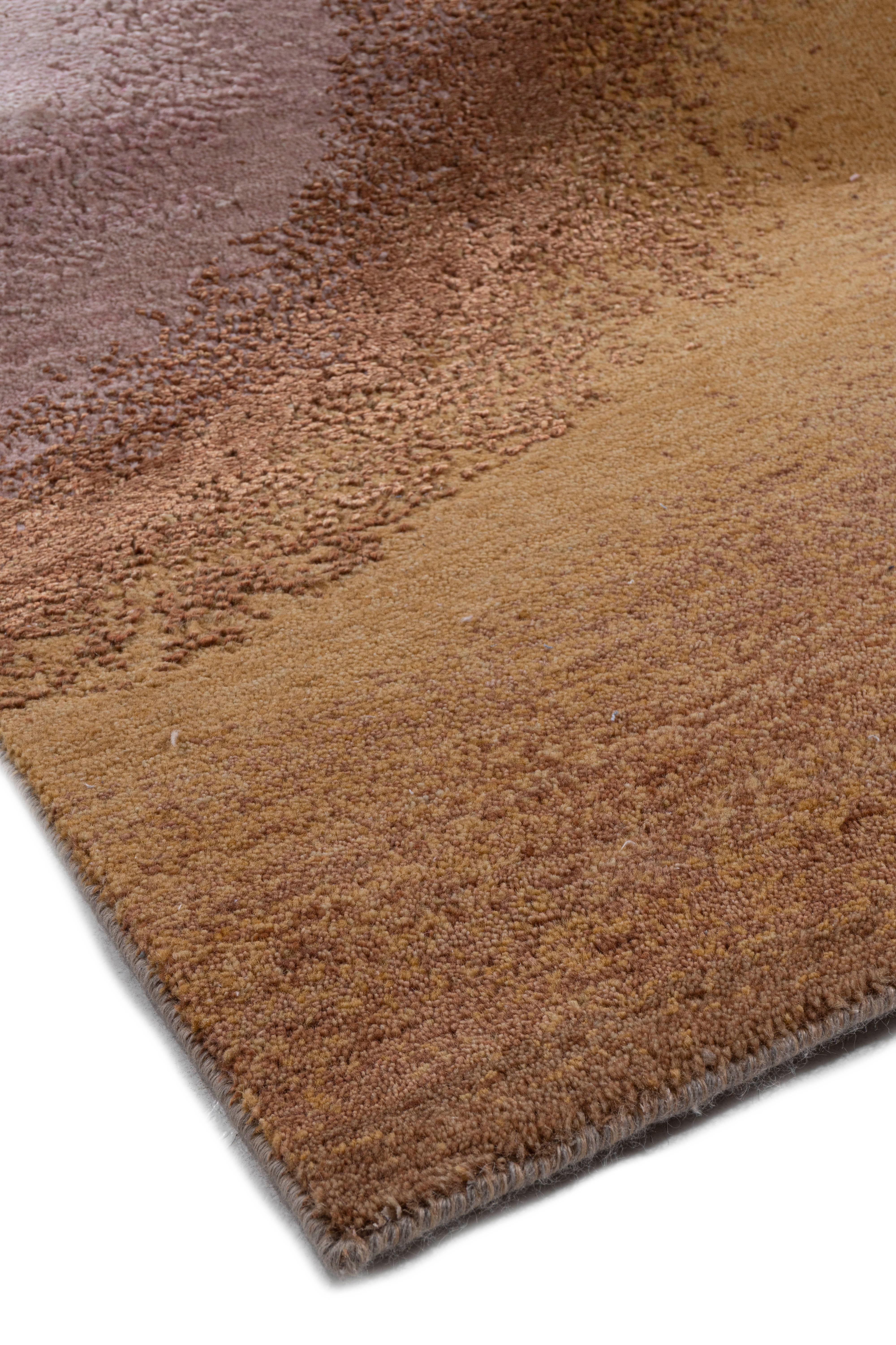 Runner annodato a mano in lana e seta beige Crema beige in vendita 3