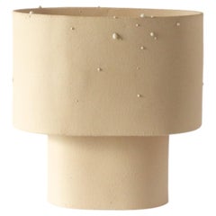 Beige Small Table Lamp in Stoneware with Drops Effect Glaze by Lucas Huillet