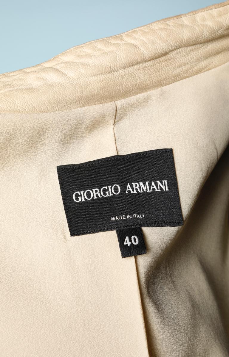 Women's Beige snakeskin effect vintage leather jacket, Armani