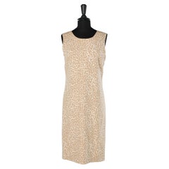 Beige spotted ivory silk and linen day dress Yves Saint Laurent Rive Gauche 