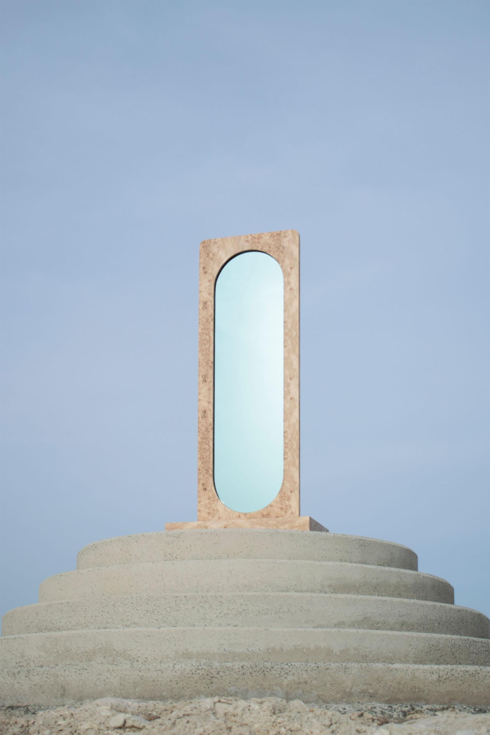 Veneer Beige Standing Mirror by Studio Christinekalia For Sale