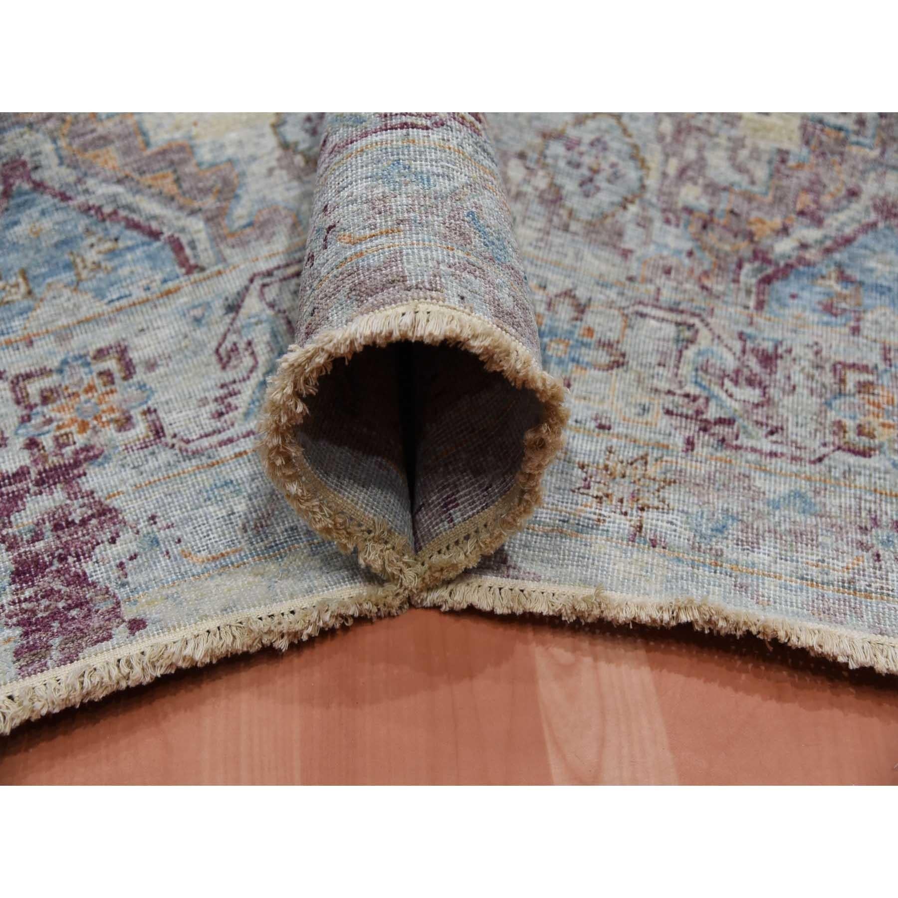 Beige Stein gewaschener handgeknüpfter kaukasischer Teppich mit kaukasischen Gul-Motiven aus reiner Wolle 9'0