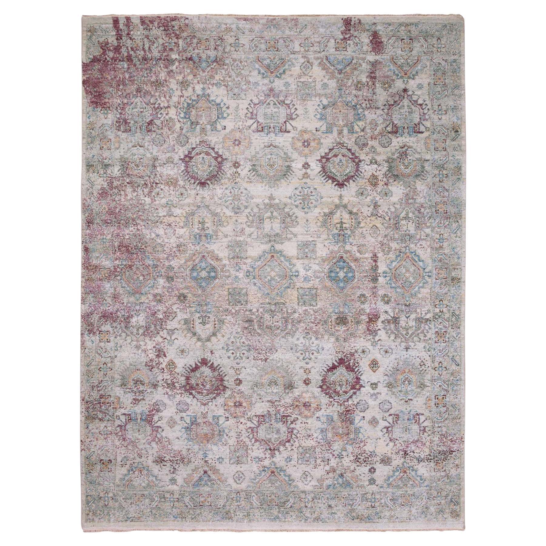 Beige Stein gewaschener handgeknüpfter kaukasischer Teppich mit kaukasischen Gul-Motiven aus reiner Wolle 9'0" x 12'0" im Angebot