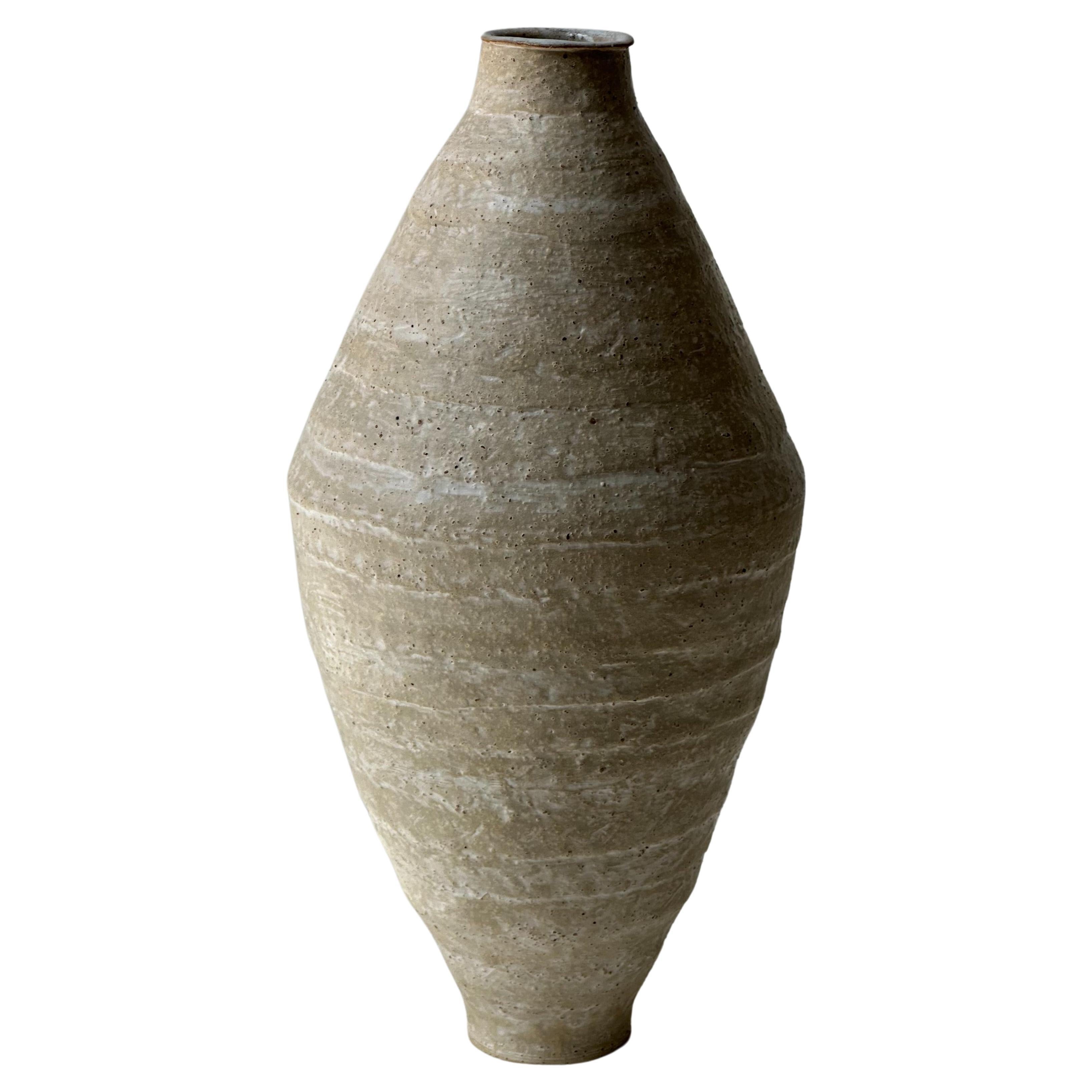 Beige Stoneware Amphora Vase by Elena Vasilantonaki For Sale