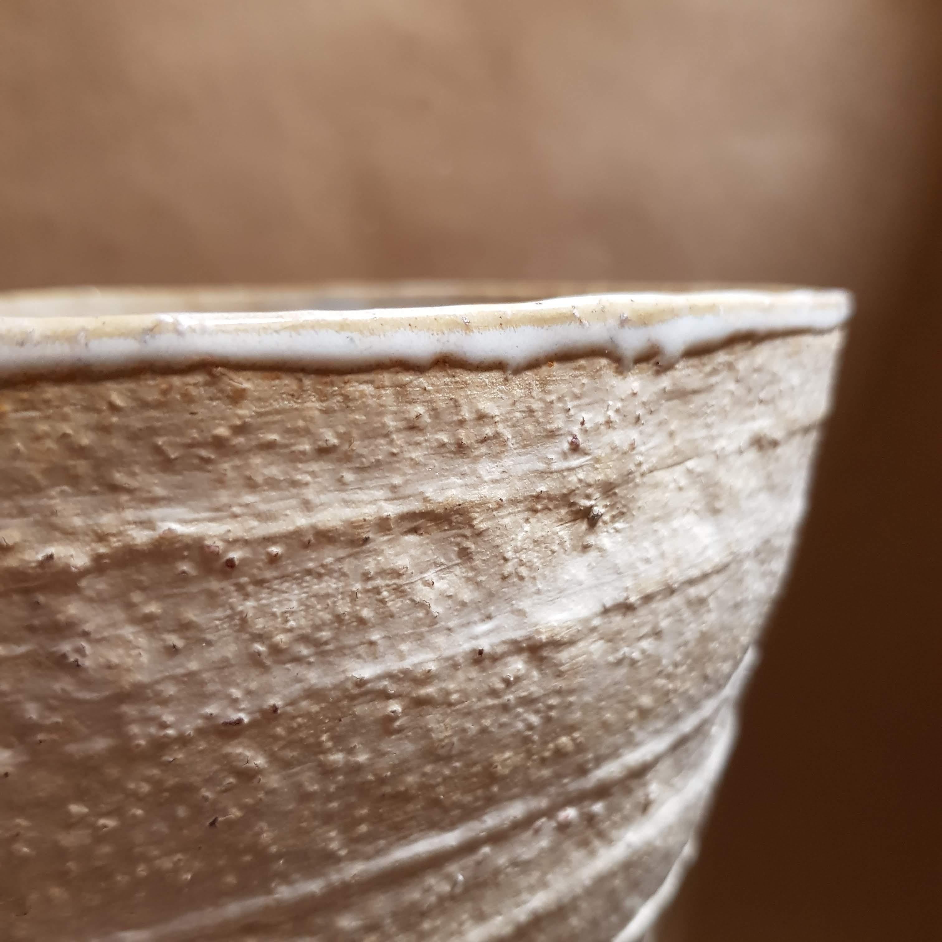 Beige Stoneware Krater Vase by Elena Vasilantonaki For Sale 5