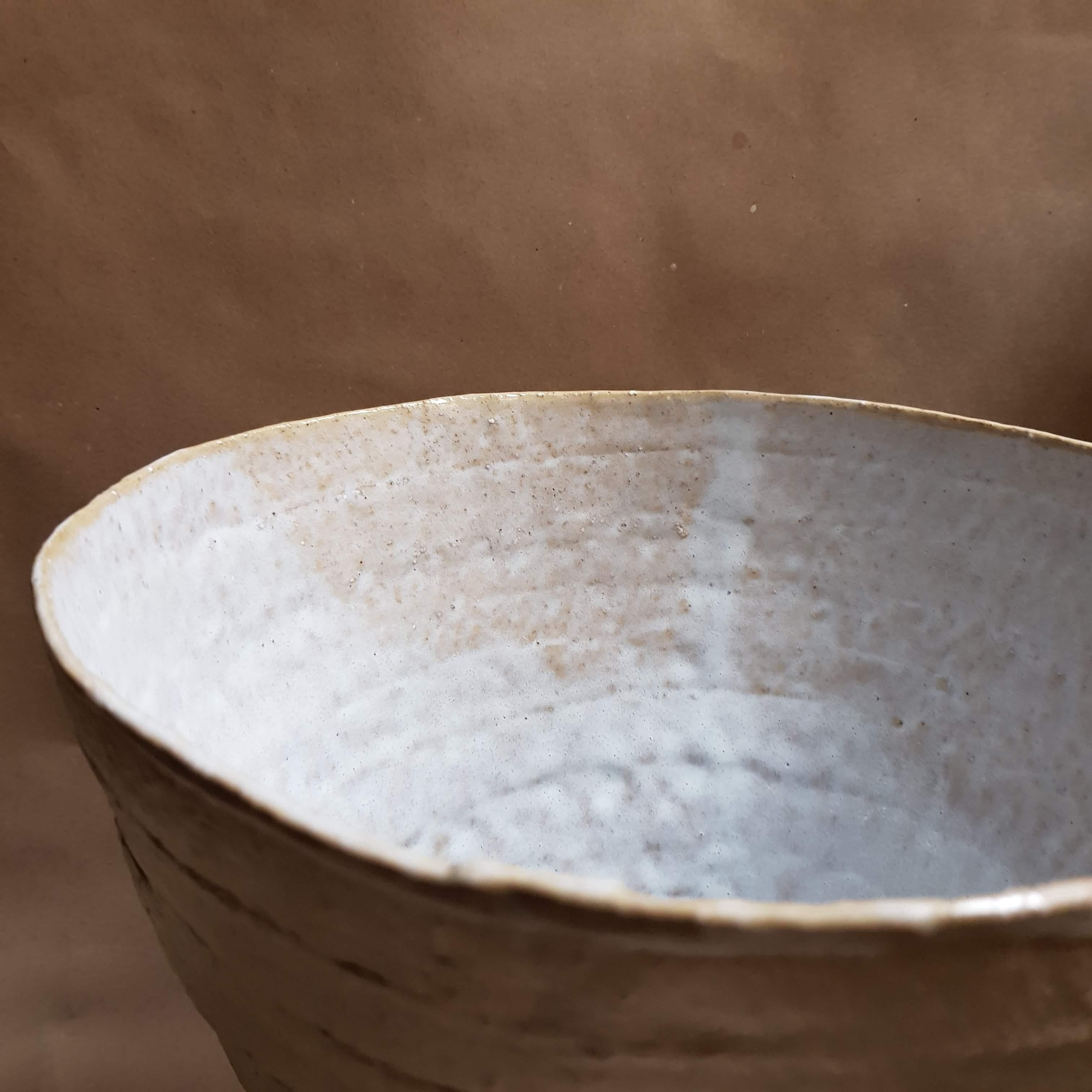 Beige Stoneware Krater Vase by Elena Vasilantonaki For Sale 6