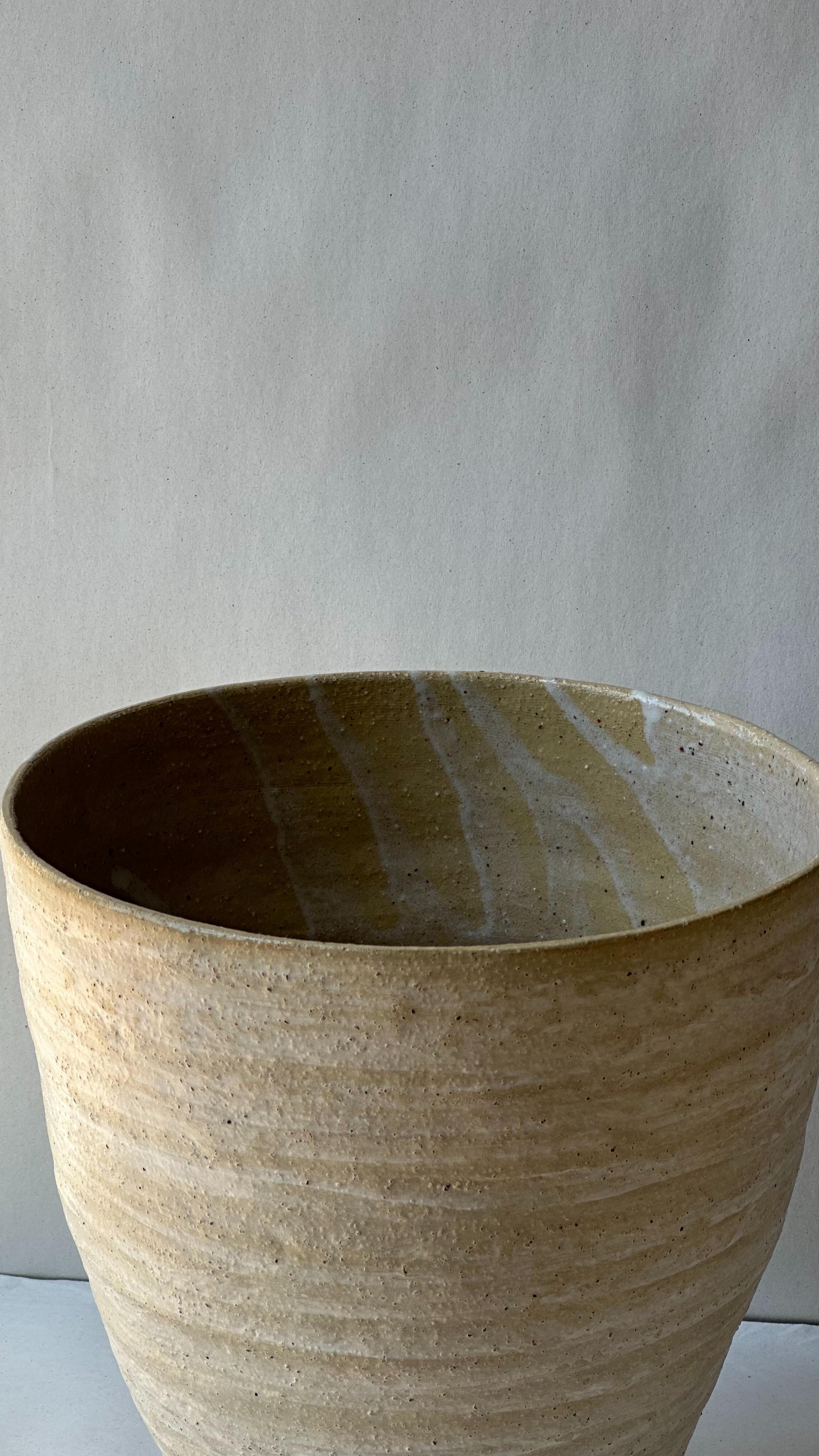 Other Beige Stoneware Krater Vase by Elena Vasilantonaki For Sale