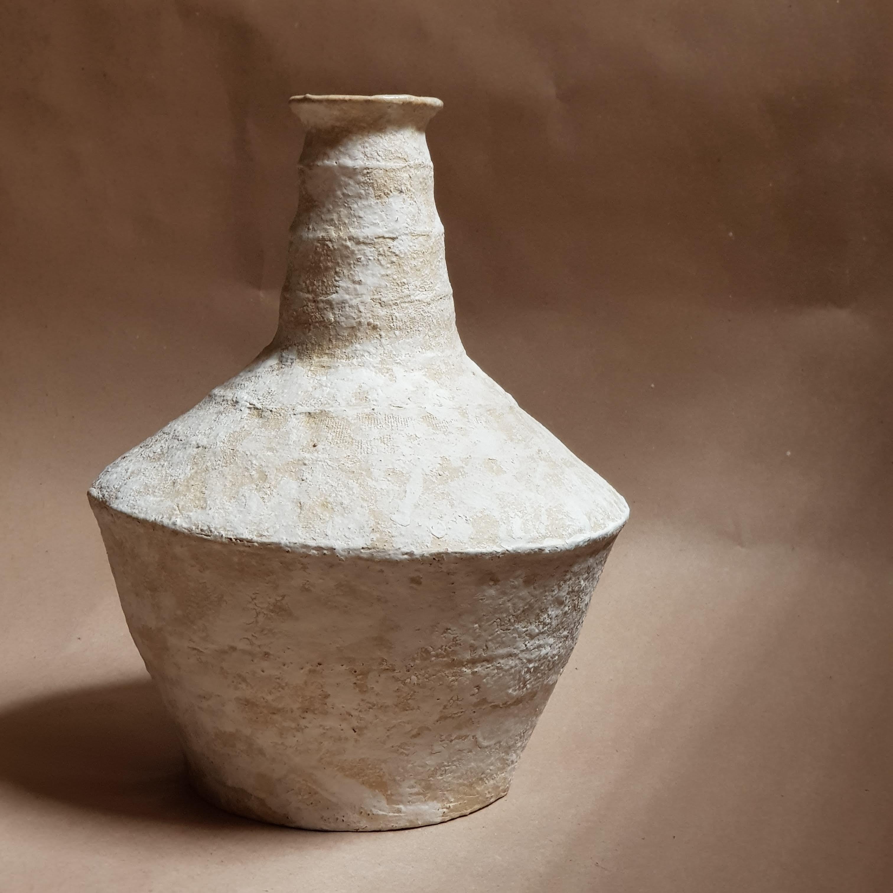 Greek Beige Stoneware Lagynos Vase by Elena Vasilantonaki For Sale