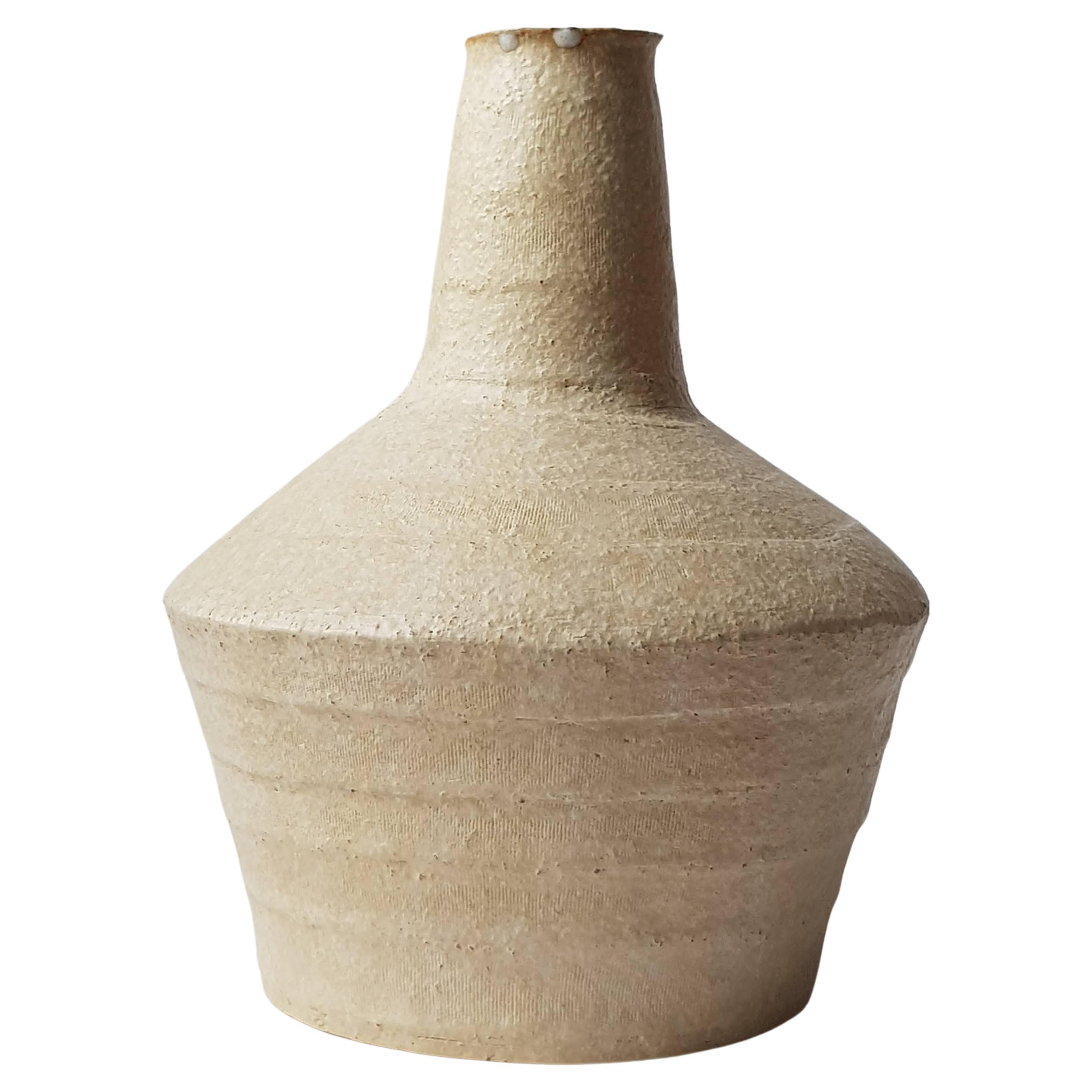 Beige Stoneware Lagynos Vase by Elena Vasilantonaki For Sale