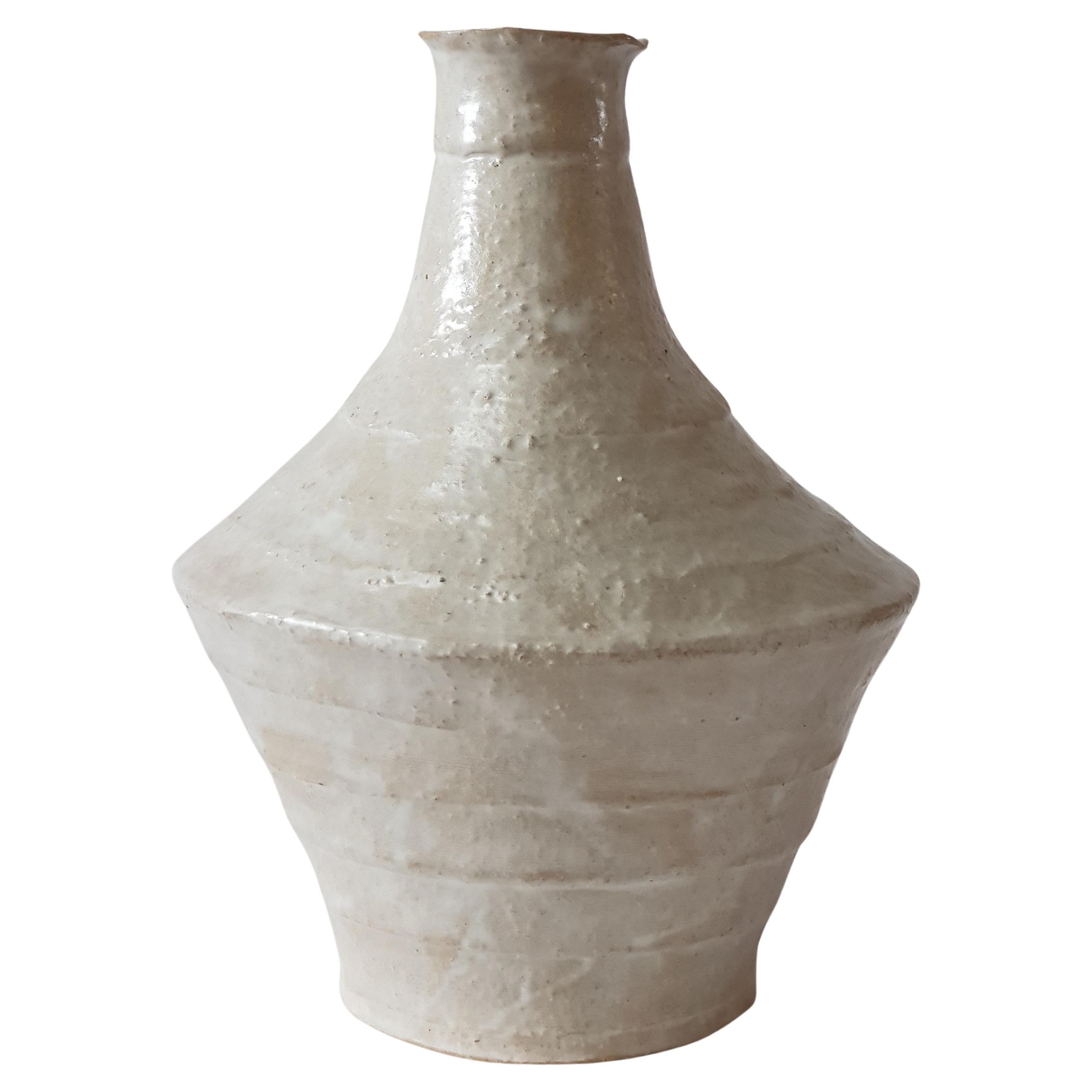 Beige Stoneware Lagynos Vase by Elena Vasilantonaki For Sale