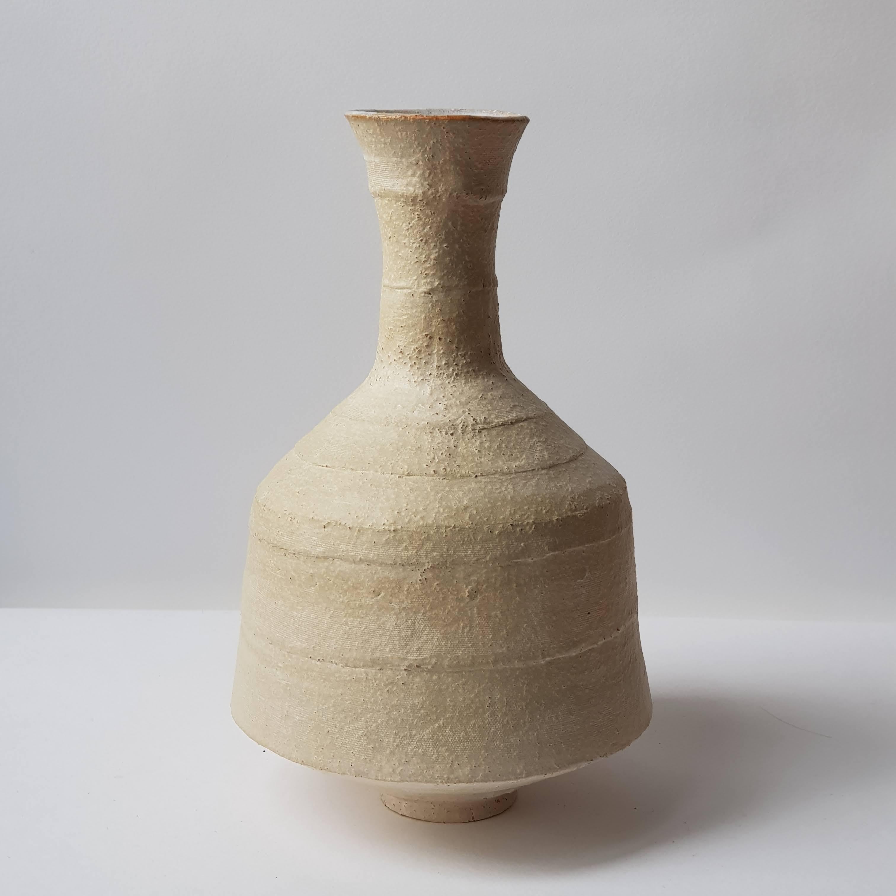 Post-Modern Beige Stoneware Lekythos Vase by Elena Vasilantonaki For Sale