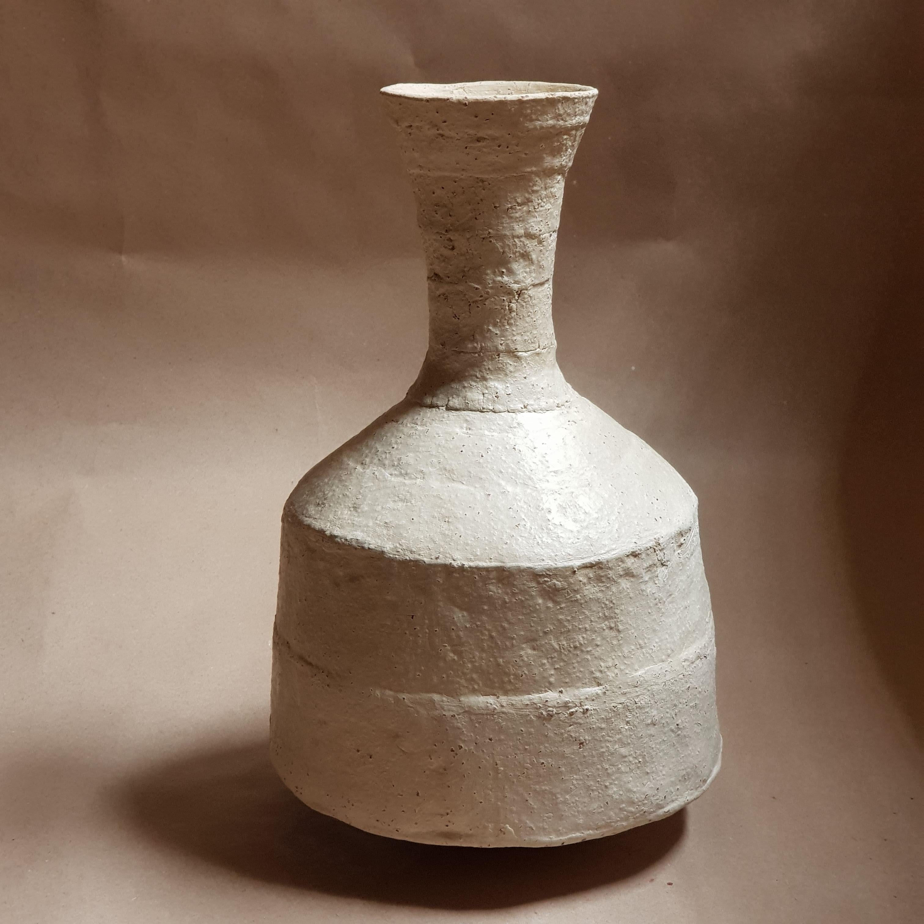 Greek Beige Stoneware Lekythos Vase by Elena Vasilantonaki For Sale